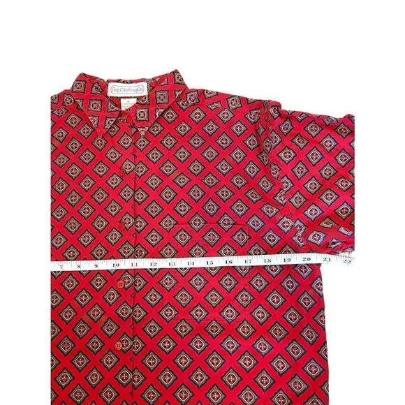 Vtg Gap mens med button up red geometric allover print chest pocket 100% cotton - Picture 4 of 8